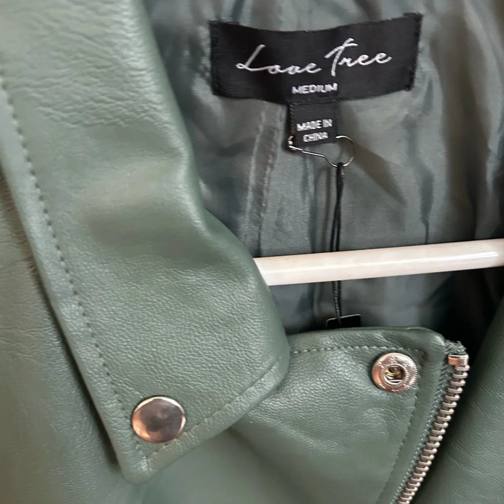 Love Tree Sage Leather Jacket - Picture 2 of 5